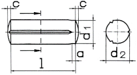DIN 1470 штифты цилиндрические насечённые, насечки параллельные