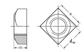 Гайка квадратная DIN 557, размеры М5, М6, М8, М10, М12
