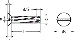 Винт самонарезающий с потайной головкой и прямым шлицем DIN 7513 F