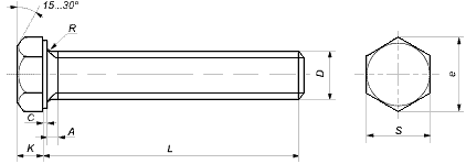 DIN 933 Болт шестигранный с полной резьбой от М3 до М64