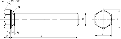 DIN 961 Болт с мелким шагом метрической резьбы от 1 до 4