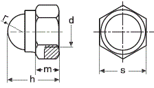 DIN 986 Гайка самоконтрящаяся колпачковая (самостопорящаяся), с нейлоновым вкладышем, размеры резьбы от М4 до М16