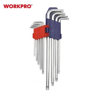 Набор удлиненных ключей TORX с отверстием Workpro 9 предметов