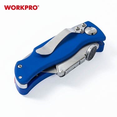 Workpro нож складной строительный с быстросменными трапециевидными лезвиями
