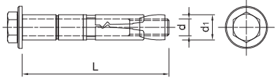 Анкер распорный для высоких нагрузок R-SPL-II-L с болтом с шестигранной головкой