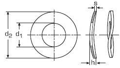 Шайба пружинная волнистая DIN 137 В, размеры 4, 6, 8, 10, 12, 16, 24