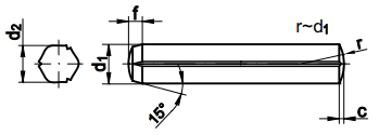DIN 1473 штифт цилиндрический насечённый установочный с фаской
