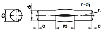 DIN 1475 Штифт цилиндрический с центральной насечкой на треть длины, аналог ISO 8742