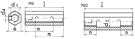 DIN 1479 Гайка-муфта соединительная стяжная шестигранная