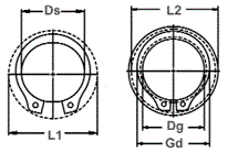 SH (DIN 471) Кольцо стопорное наружное дюймовое, габариты