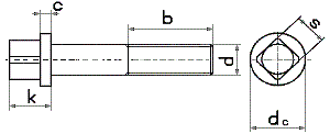 DIN 478 Винт с квадратной головкой и подголовником, аналог ГОСТ 1488-84
