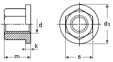 DIN 6331 Гайка с фланцем шестигранная высокая, диаметр резьбы от М6 до М42