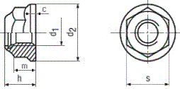 DIN 6926 Гайка самоконтрящаяся шестигранная с фланцем, размеры резьбы от М5 до М16