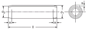 DIN 7343 Штифт цилиндрический спиральный с двумя фасками, трубчатый ISO 8750