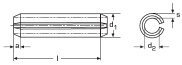 Штифт пружинный цилиндрический трубчатый разрезной DIN 7346 форма А - с двумя фасками