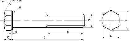DIN 960 Болт с мелкой неполной резьбой от М8 до М64