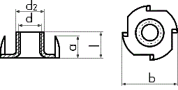 DIN 1624 Гайка мебельная забивная (врезная) усовая, размеры от М4 до М10