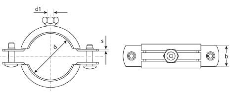 Хомут трубный оцинкованный сантехнический с гайкой и резиновой прокладкой HM W1