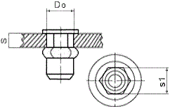 Установка шестигранной заклёпки с внутренней резьбой с широким фланцем