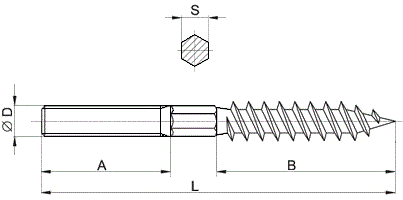Шуруп-шпилька сантехническая STS к хомутам для крепления трубопроводов