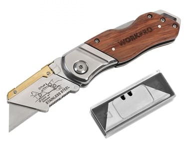 Workpro нож складной с деревянной рукояткой